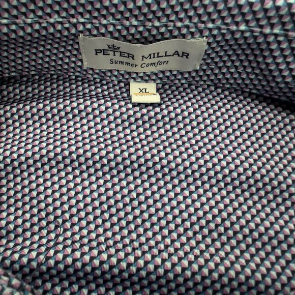 Peter Millar Summer Comfort Polo Shirt Mens XL All Over Geo Print Golf Stretch - Picture 9 of 10